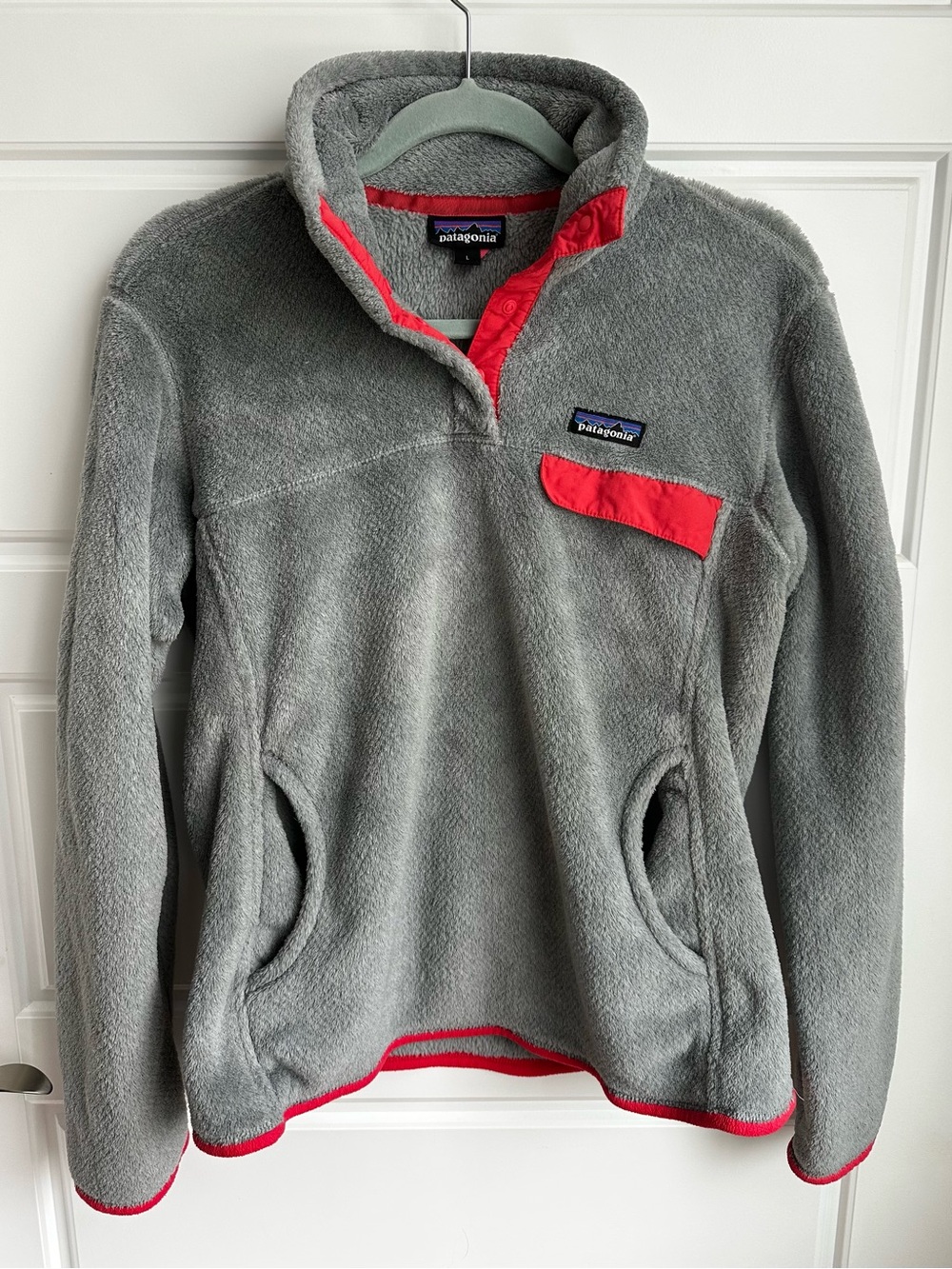 Patagonia Gray 1/4 Snap Fleece Jacket With Hand Warmer Pocket Size Large